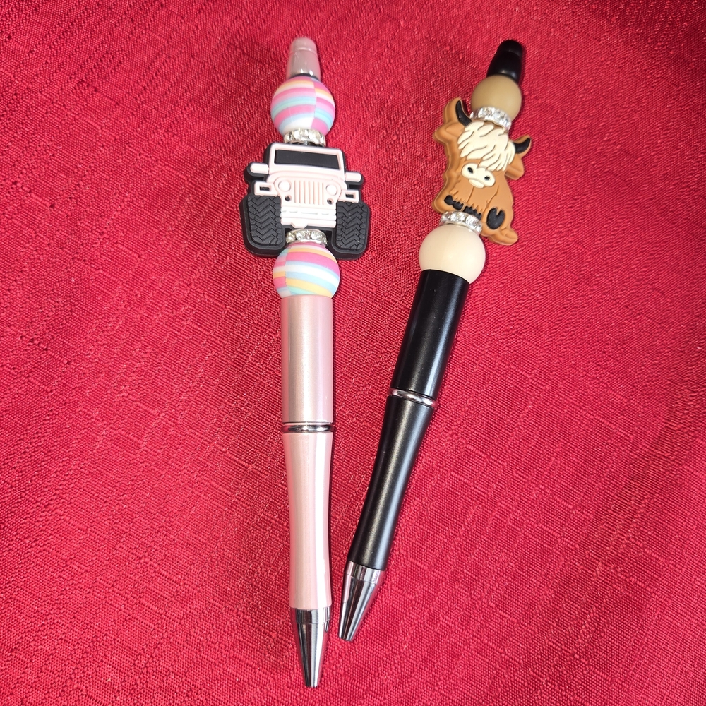 ( 4for $30)     Hand Crafted Pink and Black Kids Pens